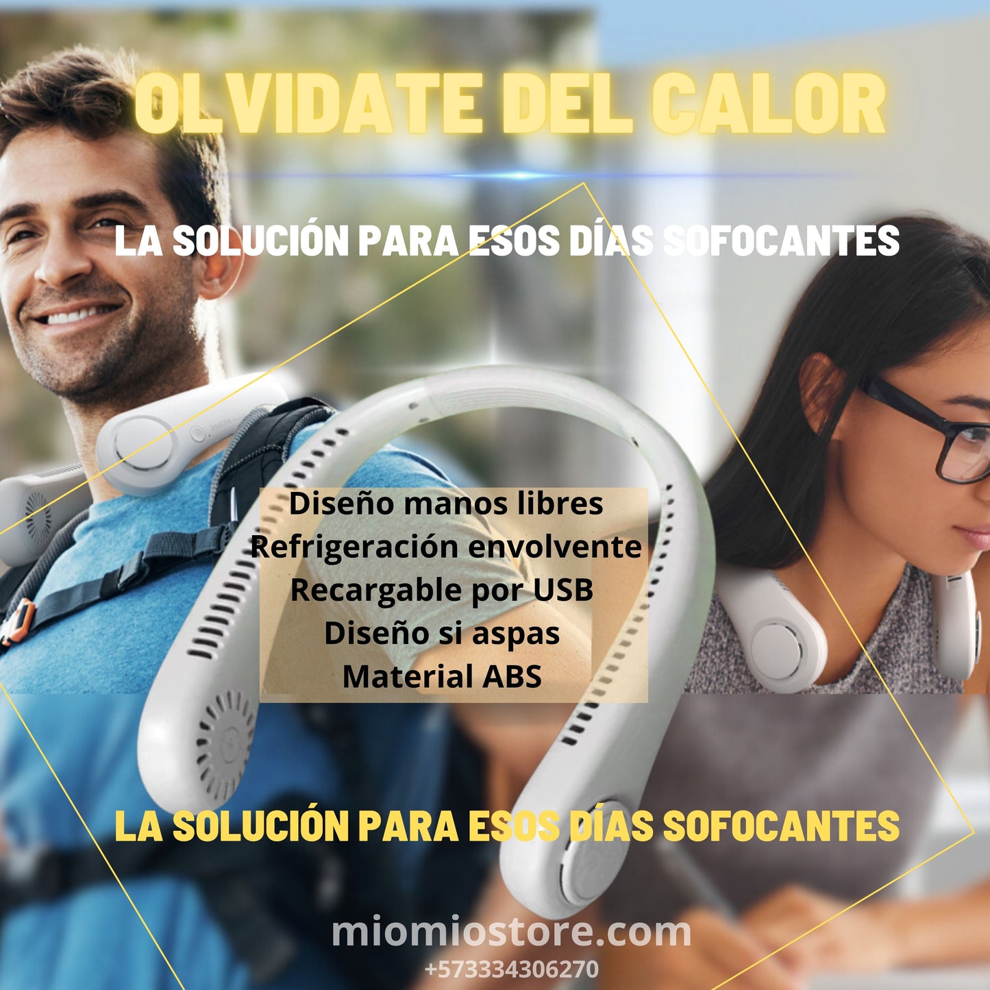 Ventilador de Cuello Recargable  (Manos Libres)