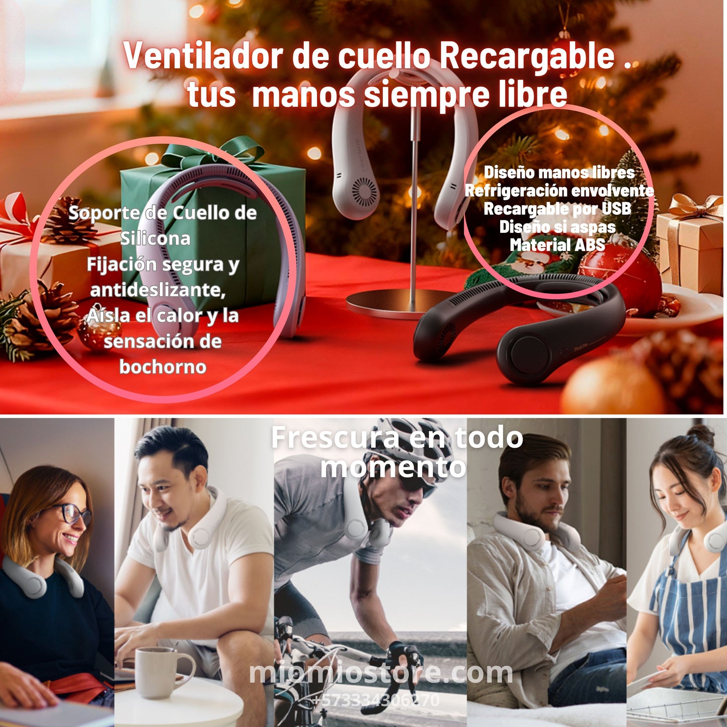 Ventilador de Cuello Recargable  (Manos Libres)